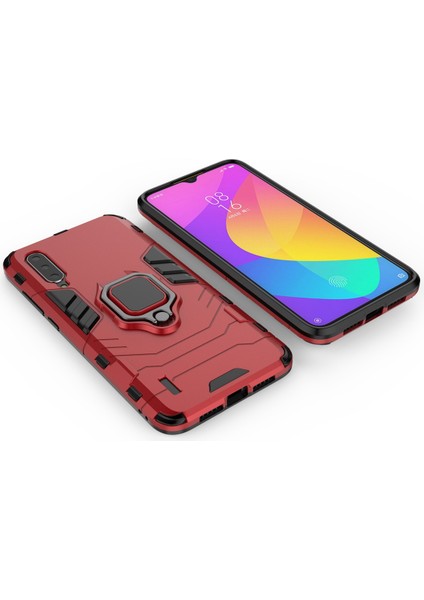 Serin Koruma Halka Tutucu Kickstand Plastik Tpu Combo Kılıfı Xiaomi Mi 9 Lite/ Mi Cc9/ Mi Cc9 Meitu Sürüm-Kırmızısı (Yurt Dışından)