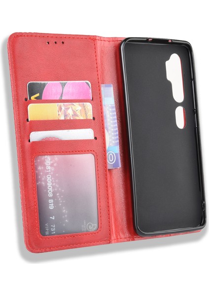 Xiaomi Mı Için Retro Pu Deri Hücre Kabuğu Kahası Not 10/not 10 Pro/cc9 Pro-Kırmızı (Yurt Dışından) fırsatları