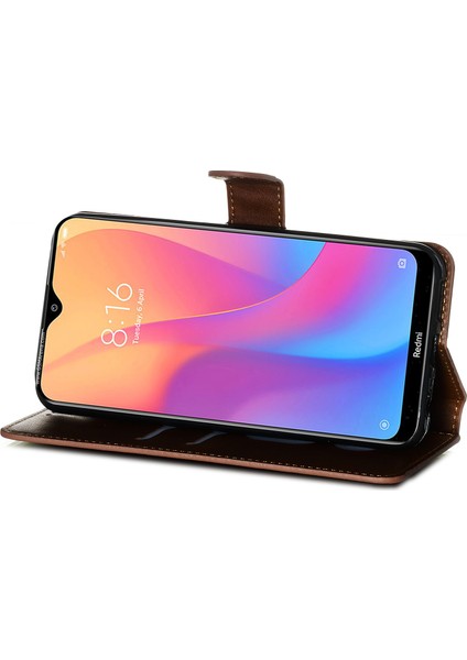 Cüzdan Stand Flip Deri Telefon Kılıfı Xiaomi Redmi 8A-BROWN (Yurt Dışından)