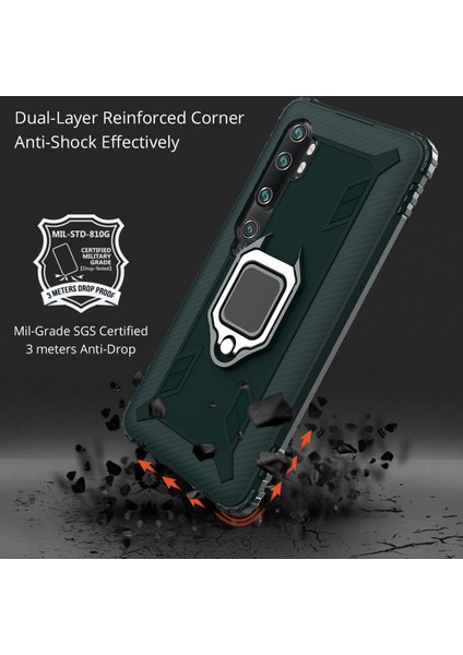 Parmak Kickstand Shockproof Tpu Cep Telefon Kılıfı Xiaomi Mi Note 10/note 10 Pro/cc9 Pro-Green (Yurt Dışından)