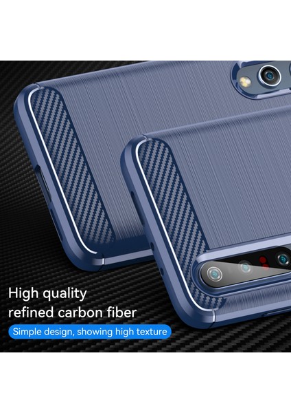 Şok Emilim 1.8mm Hava Yastığı Tpu Kasa Fırçalanmış Yüzey Karbon Fiber Doku Telefon Koruyucusu Xiaomi Mi 10 5g/mi 10 Pro 5g-Blue (Yurt Dışından)