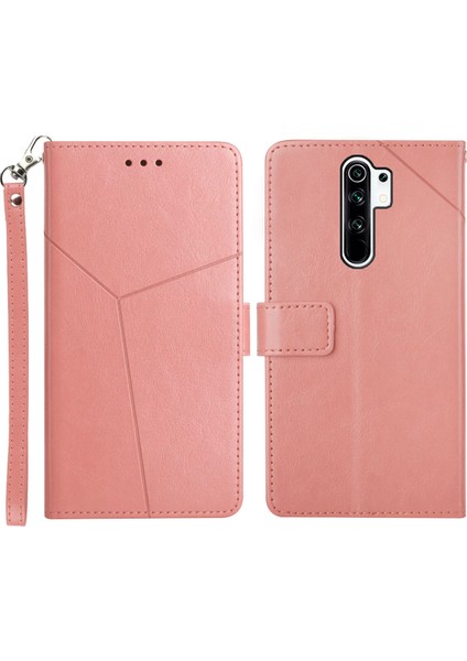 Pu Deri Cüzdan Standı Flip Kapak Y Şekilli Çizgiler Baskılı Manyetik Kapanma Çizik Geçirmez Telefon Kasası Xiaomi Redmi Için Kayışla (Yurt Dışından)