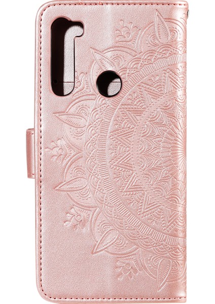 Baskı Xiaomi Redmi Için Çiçek Deri Cüzdan Kılıf Kapağı Not 8-Rose Altın (Yurt Dışından)