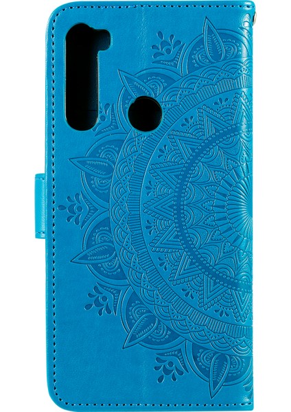 Xiaomi Redmi Note 8-Blue Için Baskı Çiçek Deri Cüzdan Kılıfı Kapağı (Yurt Dışından)