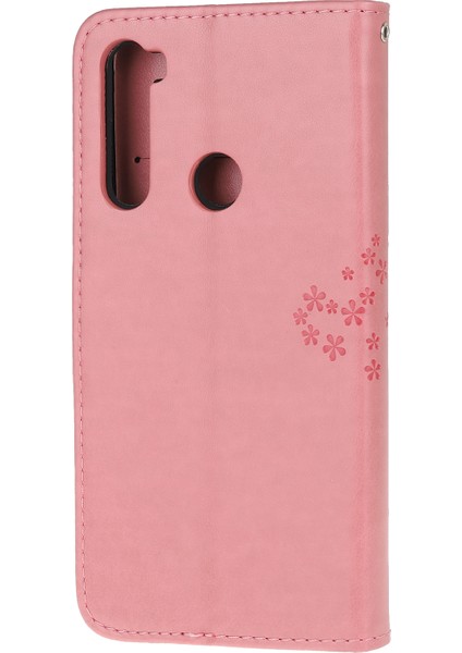 Baskı Ağacı Baykuş Cüzdan Standı Deri Kapak Xiaomi Redmi Not 8t-Pink (Yurt Dışından)