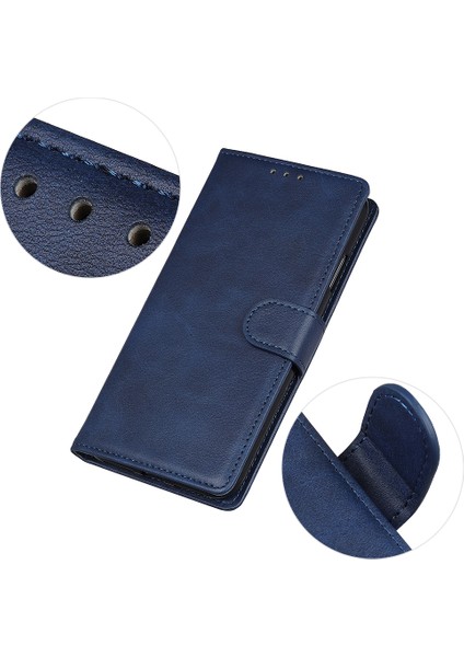 Mat Skin Pu Deri Cüzdan Kılıfı Xiaomi Redmi Not 8t-Mavi (Yurt Dışından)