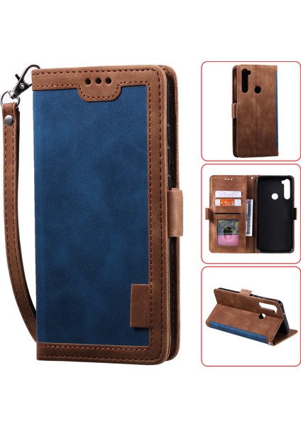 Xiaomi Redmi Için Vintage Bir Ekleme Stili Cüzdan Stand Deri Telefon Kapağı Not 8t-Blue (Yurt Dışından)