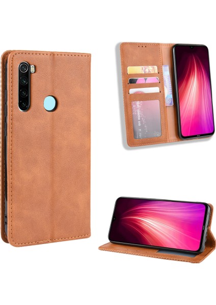 Xiaomi Redmi Için Retro Otomatik Emici Deri Kasa Kapağı 8t-Kahverengi (Yurt Dışından)