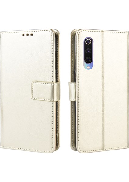 Çılgın At Doku Cüzdan Deri Flip Case, El Kayışı ile Xiaomi Mi Cc9/ Mi Cc9 Meitu Edition/ Mi 9 Lite-Gold Için (Yurt Dışından)