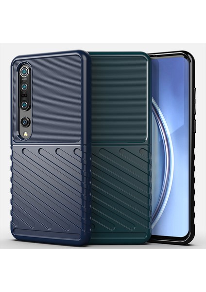 Xiaomi Mi 10 Pro-Blue Için Twill Doku Yumuşak Tpu Geri Kılıf (Yurt Dışından)