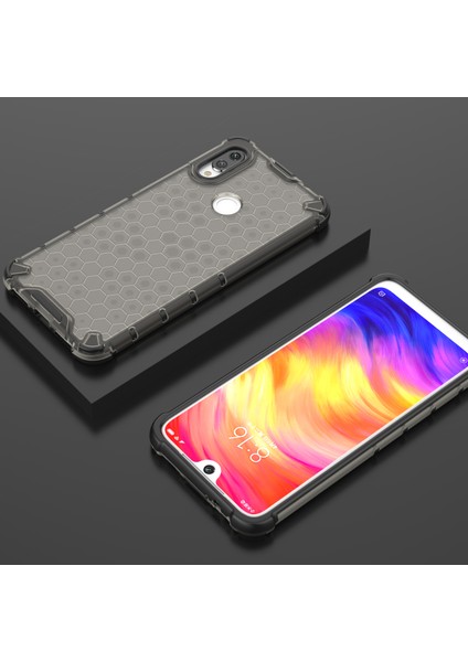 Petek Deseni Şok Geçirmez Tpu+Pc Xiaomi Redmi Için Hybrid Telefon Kılıfı Not 7/not 7 Pro (Hindistan)/not 7s-Black (Yurt Dışından)