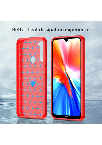 1.8mm Anti-Güz Esnek Tpu Koruyucu Koruma Koruma Kahraman Fırçalı Doku Telefon Kapağı Xiaomi Redmi Not 8/redmi Not 8 2021-KIRMIZI (Yurt Dışından)