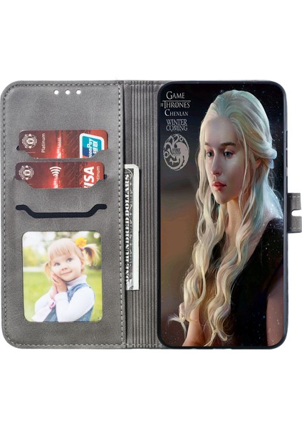 Xiaomi Redmi Için Baskılı Kedi Deseni Deri Cüzdan Stand Kılıfı Note 8 Pro-Grey (Yurt Dışından) fırsatları