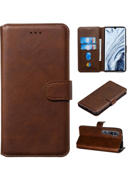 Cüzdan Stand Flip Deri Telefon Kılıfı Xiaomi Mi Note 10/mi Cc9 Pro/mi Note 10 Pro-Brown (Yurt Dışından)