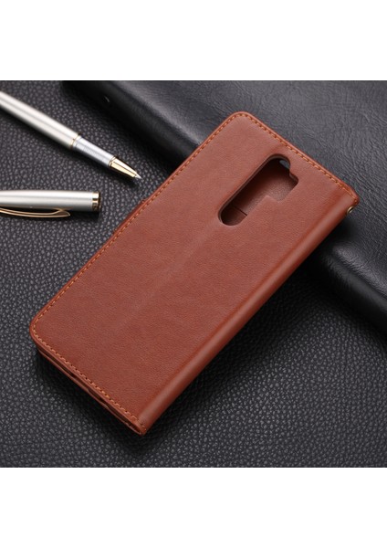 Xiaomi Redmi Için Pu Deri Cüzdan Standı Çantası Note 8 Pro-Coffee (Yurt Dışından)