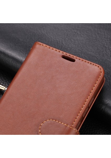 Xiaomi Redmi Için Pu Deri Cüzdan Standı Çantası Note 8 Pro-Coffee (Yurt Dışından)