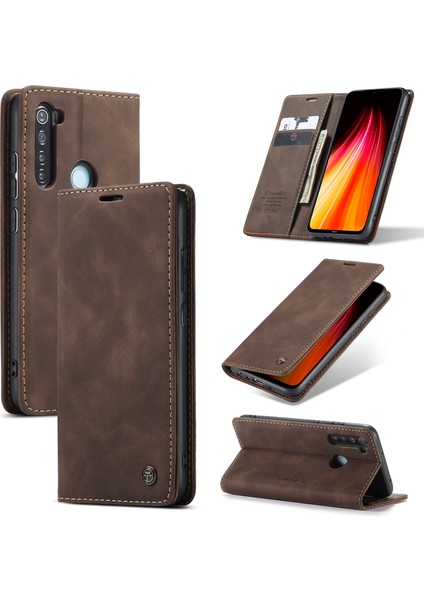Xiaomi Redmi Note 8-Coffee Için Otomatik Emilmiş Deri Cüzdan Stand Telefon Kaplama Kılıfı (Yurt Dışından)