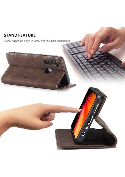 Xiaomi Redmi Note 8-Coffee Için Otomatik Emilmiş Deri Cüzdan Stand Telefon Kaplama Kılıfı (Yurt Dışından) modelleri