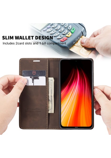 Xiaomi Redmi Note 8-Coffee Için Otomatik Emilmiş Deri Cüzdan Stand Telefon Kaplama Kılıfı (Yurt Dışından) fırsatları