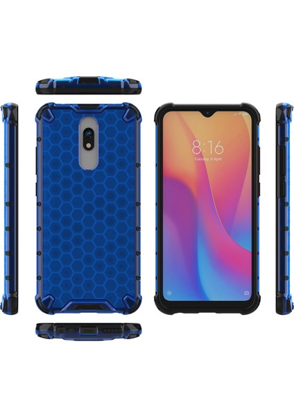 Petek Deseni Şok Geçirmez Tpu+Pc Xiaomi Redmi 8A-BLUE Için Hibrit Kabuk (Yurt Dışından)