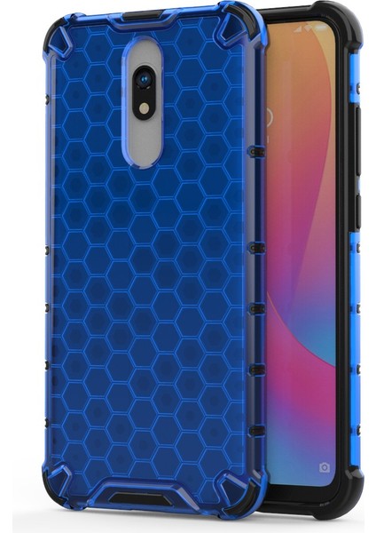 Petek Deseni Şok Geçirmez Tpu+Pc Xiaomi Redmi 8A-BLUE Için Hibrit Kabuk (Yurt Dışından)