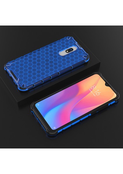 Petek Deseni Şok Geçirmez Tpu+Pc Xiaomi Redmi 8A-BLUE Için Hibrit Kabuk (Yurt Dışından)