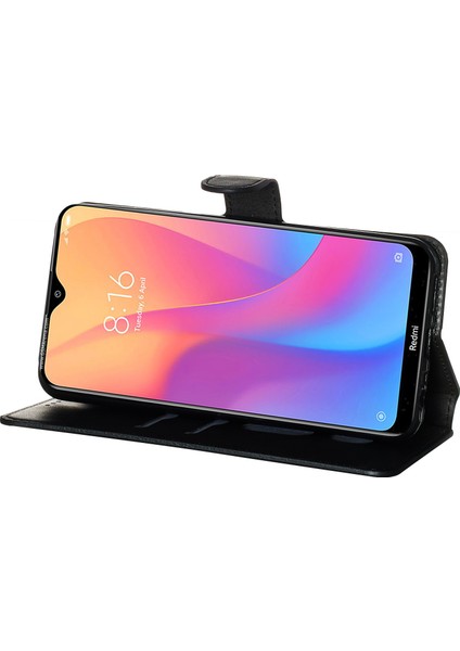 Cüzdan Stand Flip Deri Telefon Kılıfı Xiaomi Redmi 8A-BLACK (Yurt Dışından)