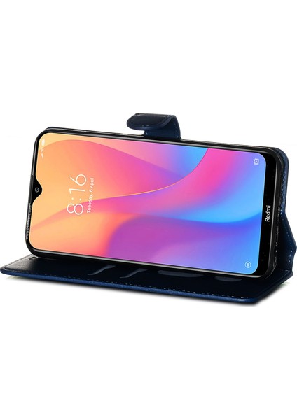 Cüzdan Stand Flip Deri Telefon Kılıfı Xiaomi Redmi 8A-BLUE (Yurt Dışından)