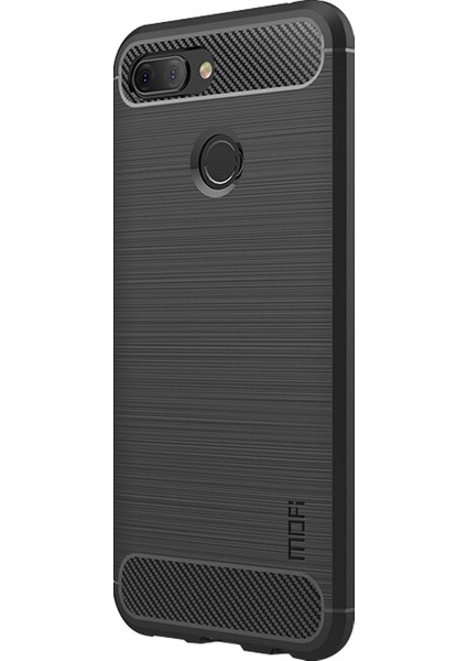 Karbon Fiber Doku Fırçalı Tpu Telefon Kılıfı Xiaomi Mi 8 Lite/mi 8 Gençlik (Mı 8x) -Black (Yurt Dışından)