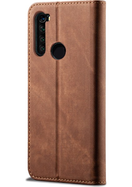 Xiaomi Redmi Için Retro Style Kot Ceza Deri Cüzdan Kılıfı Not 8-Coffee (Yurt Dışından)