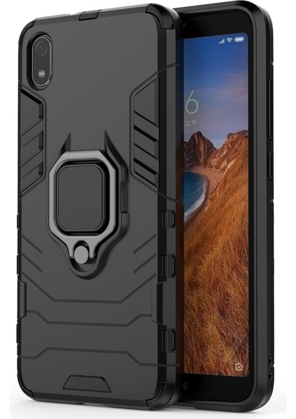 Serin Koruma Yüzüğü Kickstand Pc Tpu Xiaomi Redmi 7A-BLACK Için Hibrit Kılıf (Yurt Dışından)