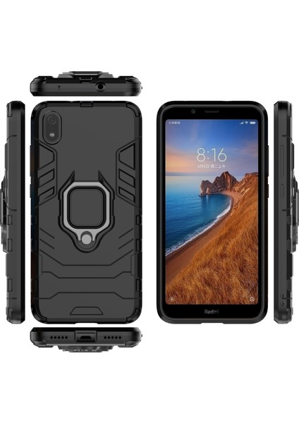 Serin Koruma Yüzüğü Kickstand Pc Tpu Xiaomi Redmi 7A-BLACK Için Hibrit Kılıf (Yurt Dışından)