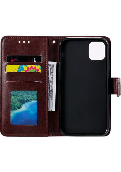 Xiaomi Mi 11-Kahverengi Için Kayışlı Basılı Mandala Çiçek Cüzdan Deri Kasa (Yurt Dışından)