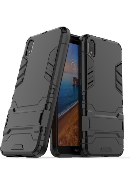 Xiaomi Redmi 7A-BLACK Için Kickstand ile Plastik+Tpu Hibrit Telefon Kabuğu (Yurt Dışından)