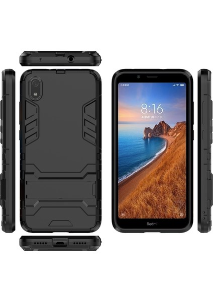 Xiaomi Redmi 7A-BLACK Için Kickstand ile Plastik+Tpu Hibrit Telefon Kabuğu (Yurt Dışından)