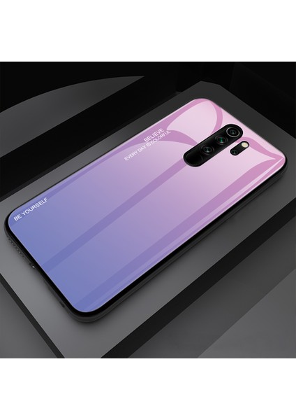 Xiaomi Redmi Için Gradyan Renk Temsilli Cam Tpu+Pc Hücre Kabuğu Not 8 Pro-Rose Mavi (Yurt Dışından)