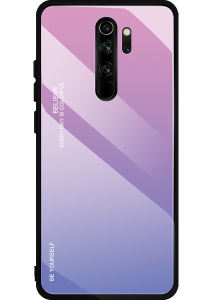 Xiaomi Redmi Için Gradyan Renk Temsilli Cam Tpu+Pc Hücre Kabuğu Not 8 Pro-Rose Mavi (Yurt Dışından)