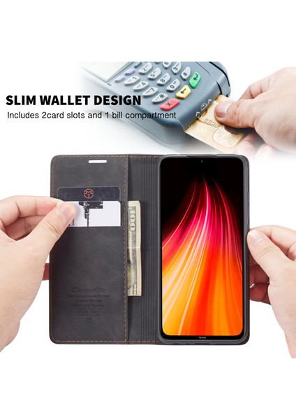 Xiaomi Redmi Note 8-Black Için Otomatik Emilmiş Deri Cüzdan Stand Telefon Kaplama Kılıfı (Yurt Dışından) fırsatları