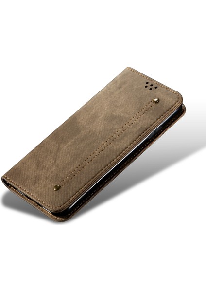 Retro Tarzı Kot Boya Deri Stant Çantası Xiaomi Mi 9-Khaki Için Kart Yuvaları (Yurt Dışından)