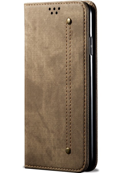 Retro Tarzı Kot Boya Deri Stant Çantası Xiaomi Mi 9-Khaki Için Kart Yuvaları (Yurt Dışından)