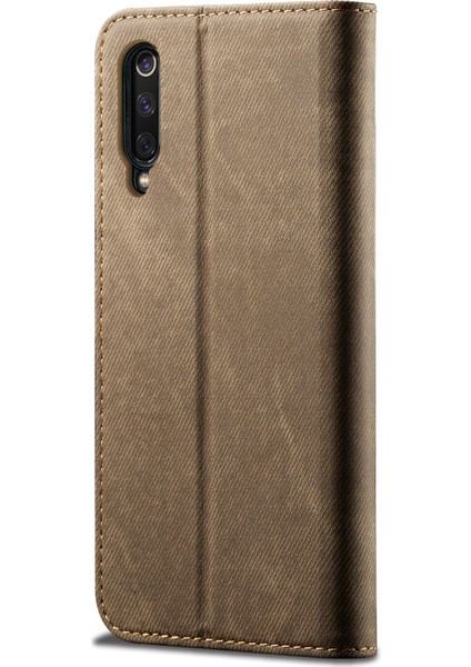 Retro Tarzı Kot Boya Deri Stant Çantası Xiaomi Mi 9-Khaki Için Kart Yuvaları (Yurt Dışından)