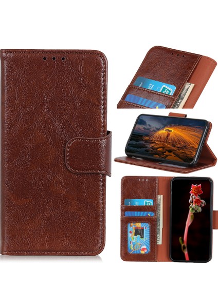 Xiaomi Redmi 8-Kahverengi Için Bölünmüş Deri Cüzdan Mobil Stand Kabuğu (Yurt Dışından)