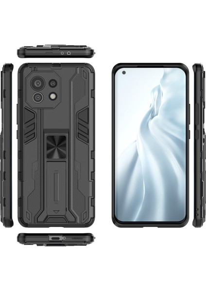 Pc+Tpu Combo Şok Geçirmez Telefon Kasası Koruyucusu Xiaomi Mi 11-Black Için Kickstand Tasarım (Yurt Dışından)