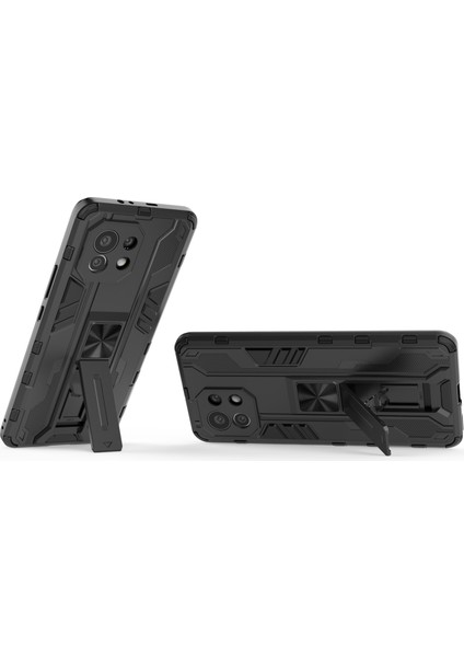 Pc+Tpu Combo Şok Geçirmez Telefon Kasası Koruyucusu Xiaomi Mi 11-Black Için Kickstand Tasarım (Yurt Dışından)