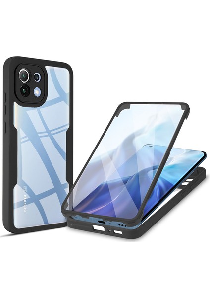 Tamamen Sarılmış Akrilik Arka Panel+Tpu Çerçeve Cep Telefon Kapağı, Xiaomi Mi 11-Black Için Pet Ekran Koruyucu ile (Yurt Dışından)