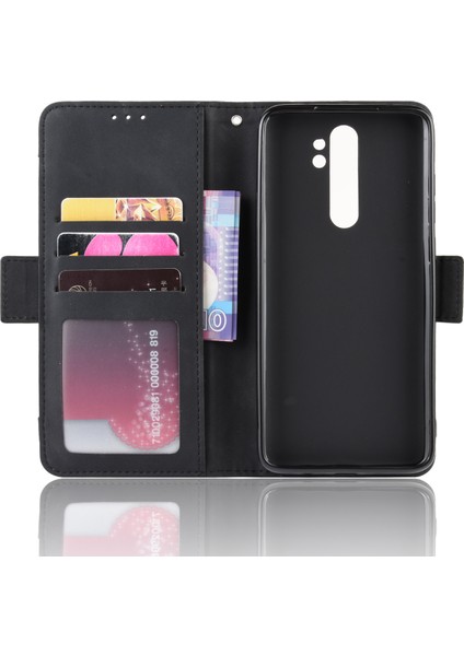 Xiaomi Redmi Için Çoklu Kart Yuvası Cüzdan Deri Telefon Kabuğu Not 8 Pro-Black (Yurt Dışından)