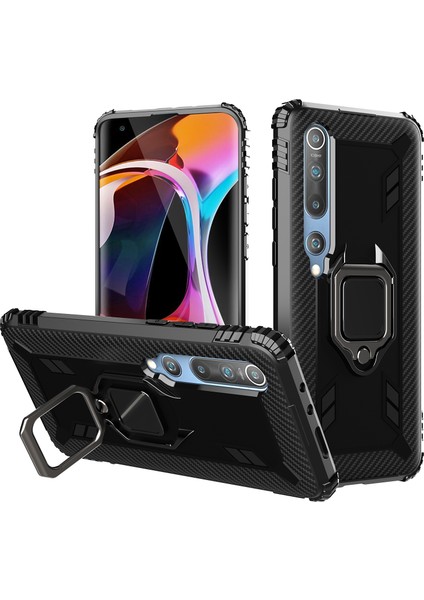 Parmak Kickstand Damla Damalı Tpu Koruyucu Telefon Kılıfı Xiaomi Mi 10/mi 10 Pro-Black (Yurt Dışından)