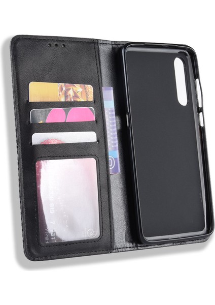 Xiaomi Mi 9 Se-Black Için Vintage Stil Deri Cüzdan Kılıfı (Yurt Dışından)