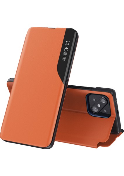 Pc+Pu Deri Kapak Xiaomi Mı Için Pencere Kılıfı 11 Dalgaya Karşı Çekmeye Dayanıklı Telefon Kılıfı-Orange (Yurt Dışından)