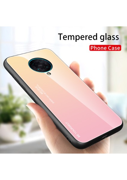 Xiaomi Redmi K30 Pro-Altın Pembesi Için Gradyan Renk Temsilli Cam+Pc+Tpu Hibrit Kılıf (Yurt Dışından)